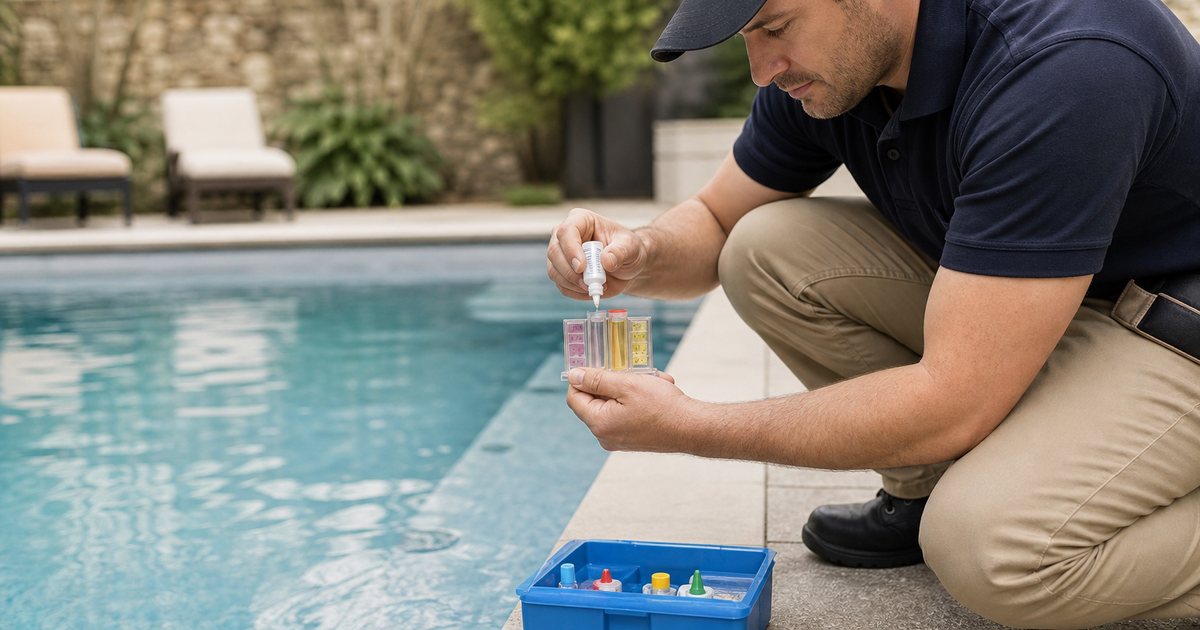 How do you balance pool water chemistry on a weekly service route?